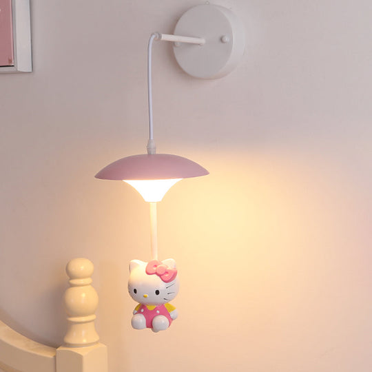 Cartoon-themed Mushroom Wall Light Fixture with Acrylic LED, Wall-mounted - White Shade for Kids' Room