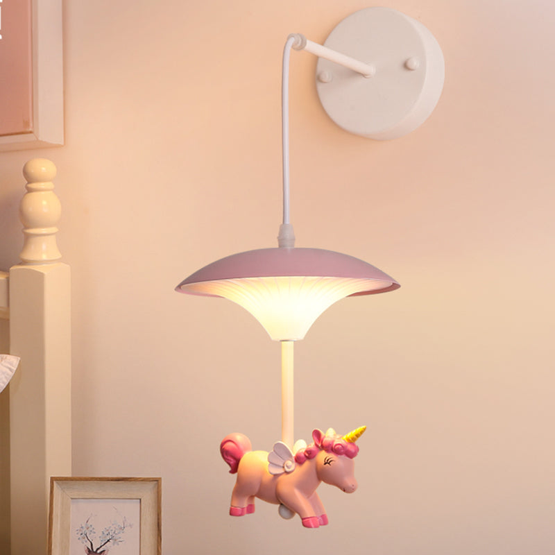 Cartoon-themed Mushroom Wall Light Fixture with Acrylic LED, Wall-mounted - White Shade for Kids' Room