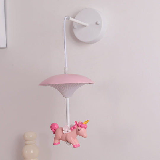 Cartoon-themed Mushroom Wall Light Fixture with Acrylic LED, Wall-mounted - White Shade for Kids' Room
