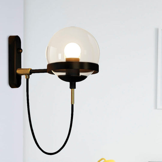 Modern Black/Gold Wall Sconce Light Fixture with Clear/Frosted Glass - Perfect for Living Rooms
