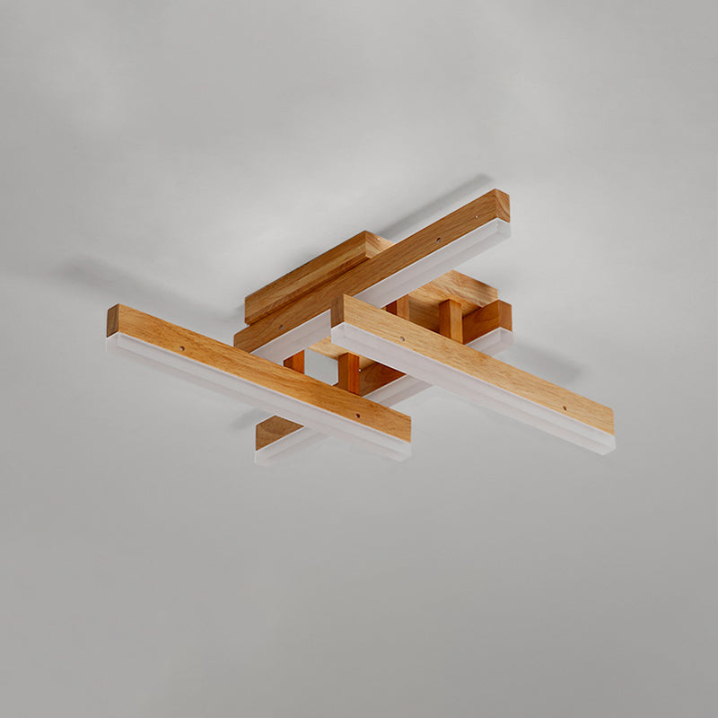 Contemporary LED Flush Ceiling Light in Beige - Rectangular Semi Flush for Living Room