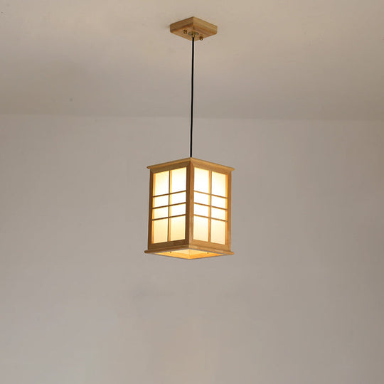 Contemporary Rectangle Wooden LED Pendant Light for Dining Room