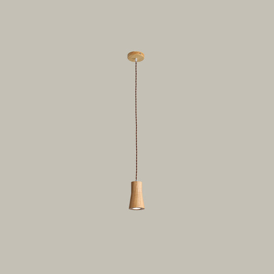 Sleek Geometric Wooden LED Ceiling Pendant Light in Beige - Perfect for Kitchen Suspension