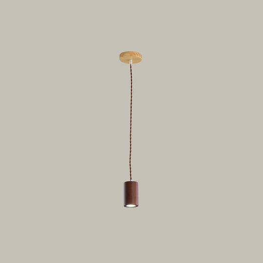 Sleek Geometric Wooden LED Ceiling Pendant Light in Beige - Perfect for Kitchen Suspension