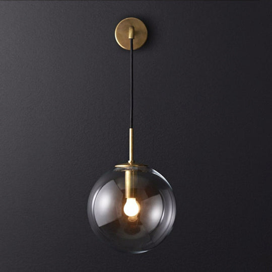 Simple Gold Bedside Wall Mount Lamp with Glass Shade – Elegant Wall Lighting Solution