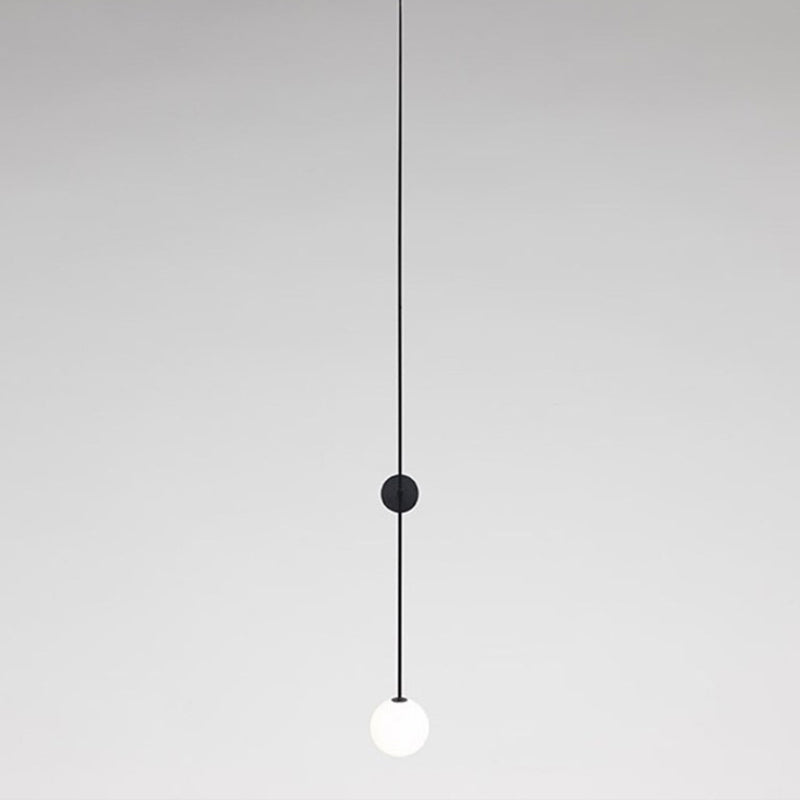 Milky Glass Orb Wall Light Fixture - Simple 1-Light Sconce with Pencil Arm - Corridor Wall Lamp