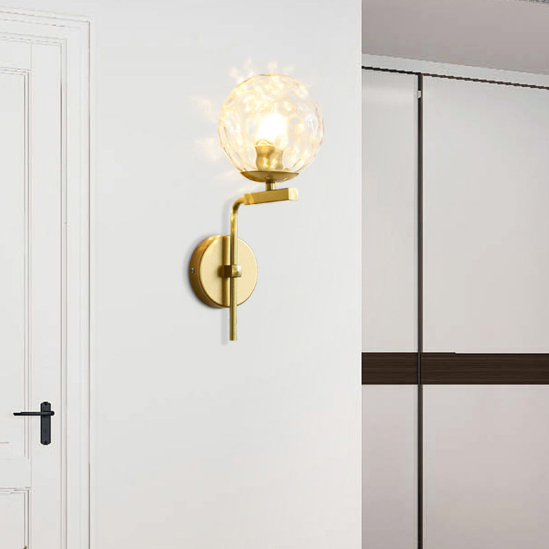 Contemporary Sphere Glass Sconce Light - Bedroom Wall Mount with 1-Bulb