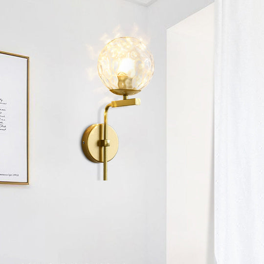 Contemporary Sphere Glass Sconce Light - Bedroom Wall Mount with 1-Bulb