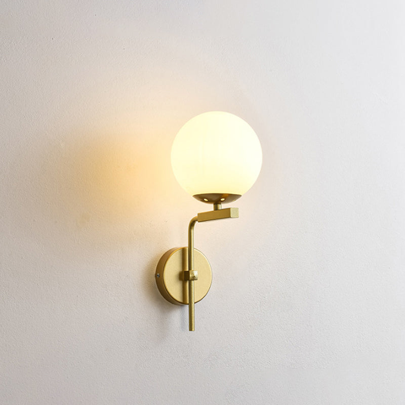 Contemporary Sphere Glass Sconce Light - Bedroom Wall Mount with 1-Bulb