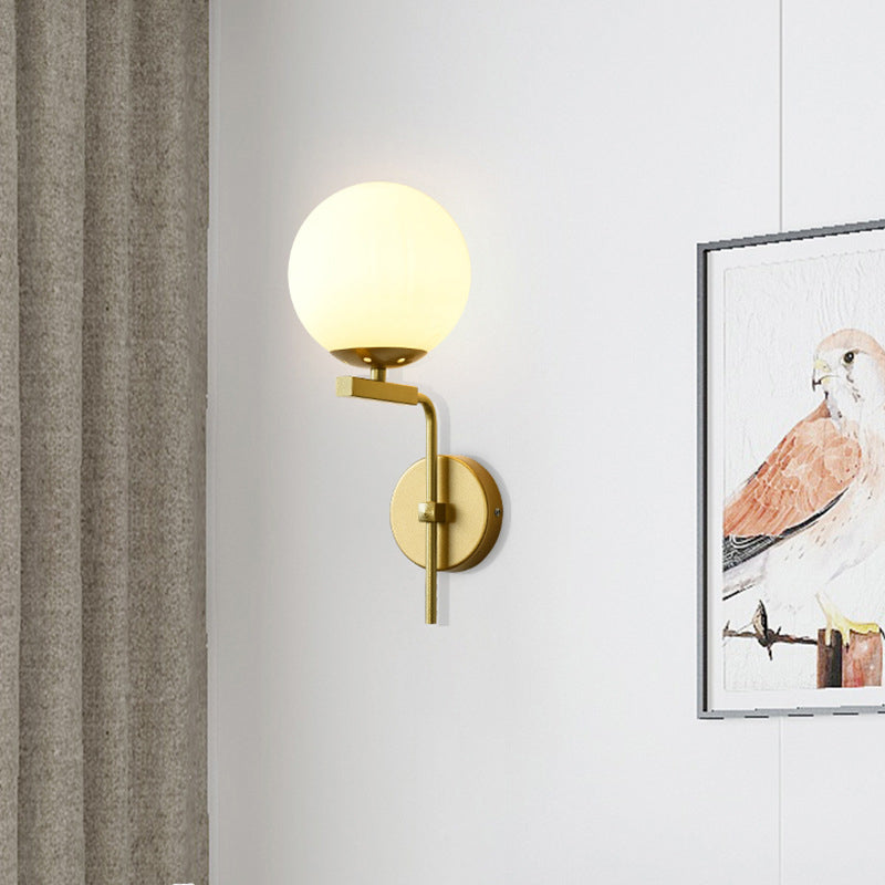 Contemporary Sphere Glass Sconce Light - Bedroom Wall Mount with 1-Bulb