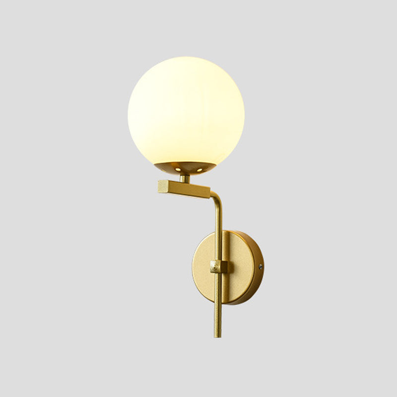 Contemporary Sphere Glass Sconce Light - Bedroom Wall Mount with 1-Bulb
