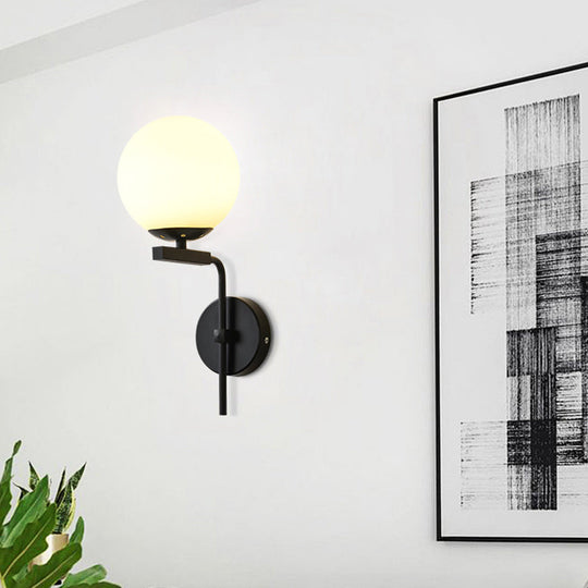 Contemporary Sphere Glass Sconce Light - Bedroom Wall Mount with 1-Bulb
