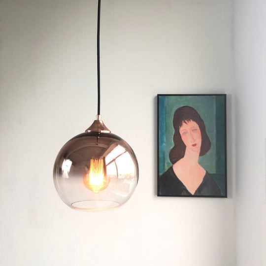Sleek 1-Head Pendant Light with Global Gradient Glass Shade for Dining Room Suspension Lighting Kit