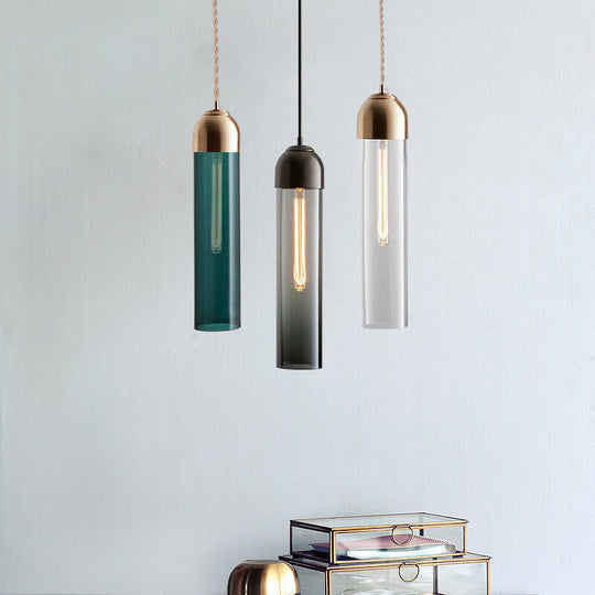 Modern Tubular Pendant Light - Sleek Glass Dining Room Lamp