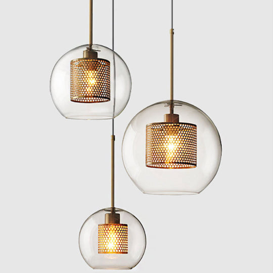 Contemporary Metal Pendant Light with Glass Shade for Dining Room