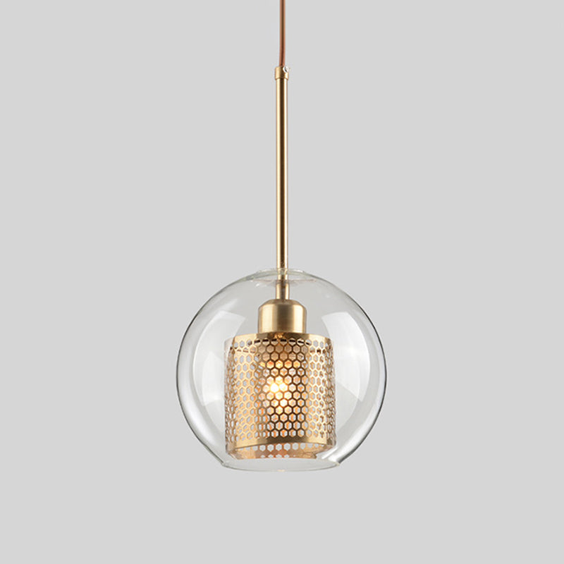 Contemporary Metal Pendant Light with Glass Shade for Dining Room
