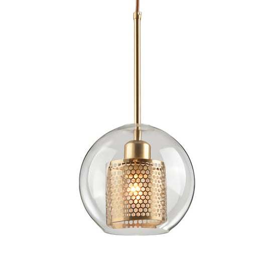 Contemporary Metal Pendant Light with Glass Shade for Dining Room