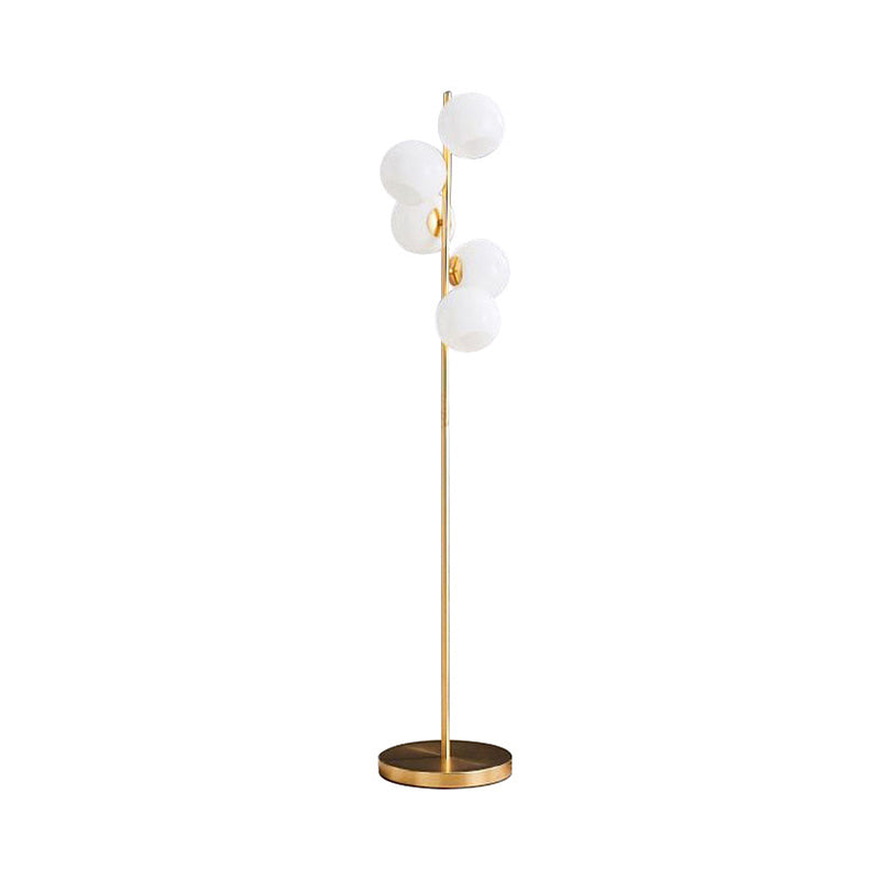 Modern Orb Floor Lamp: Milky Glass 5-Light Gold Floor Lighting for Living Room