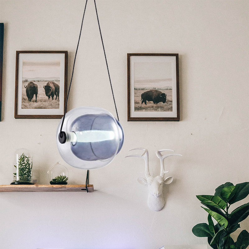 Minimalist Purple Oval Glass Pendant Light for Living Room
