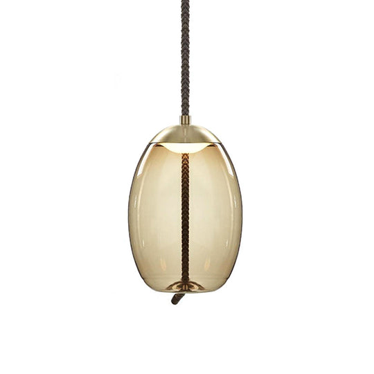 Contemporary Amber Glass Suspension Lamp - Stylish Pendant Lighting Fixture for Dining Room
