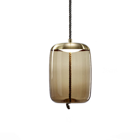 Contemporary Amber Glass Suspension Lamp - Stylish Pendant Lighting Fixture for Dining Room