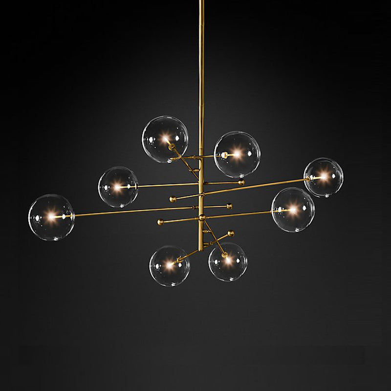Simplistic 8-Light Dining Room Chandelier Pendant Lamp with Clear Glass Shade