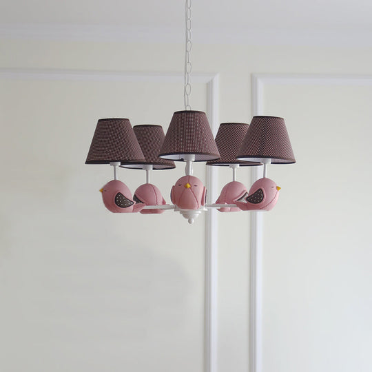 Macaron Colored Bird Chandelier: Resin Pendant Light for Kid's Bedroom