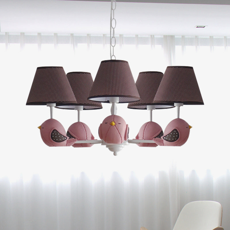 Macaron Colored Bird Chandelier: Resin Pendant Light for Kid's Bedroom