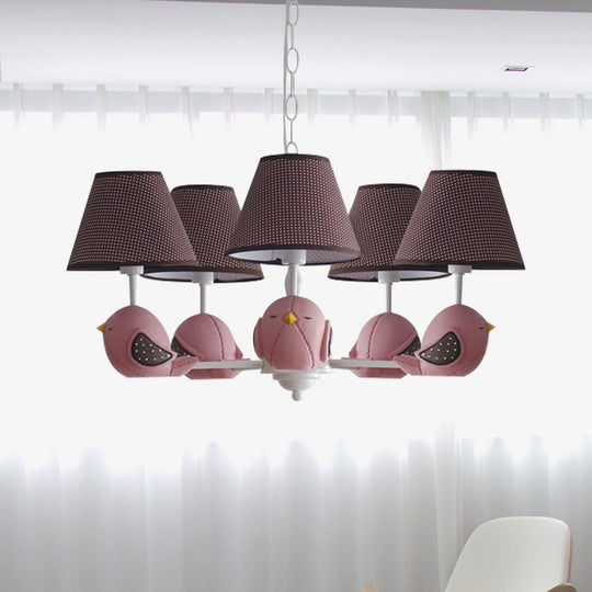 Macaron Colored Bird Chandelier: Resin Pendant Light for Kid's Bedroom