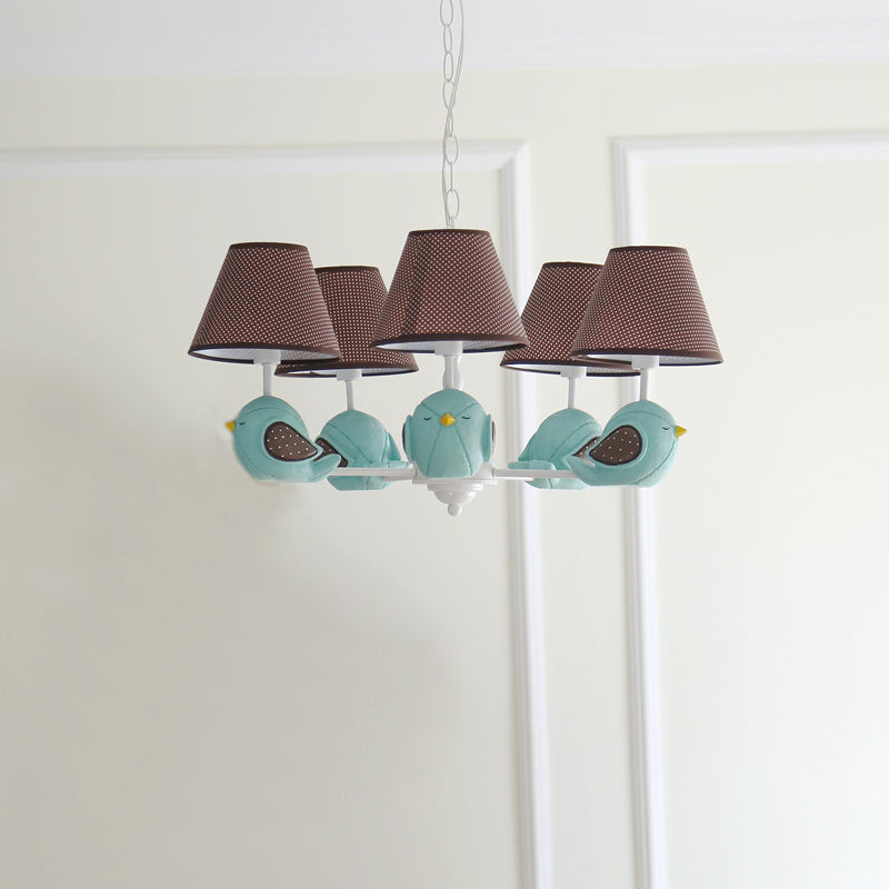 Macaron Colored Bird Chandelier: Resin Pendant Light for Kid's Bedroom