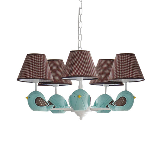 Macaron Colored Bird Chandelier: Resin Pendant Light for Kid's Bedroom