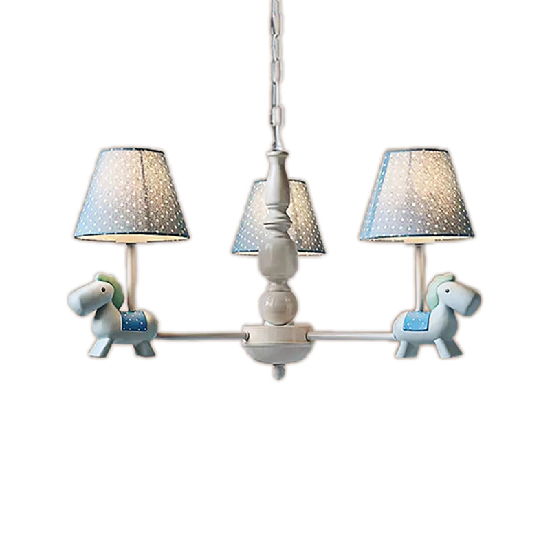 Darling Pony Chandelier: Metal Hanging Light with Dot Shade for Kindergarten Playrooms