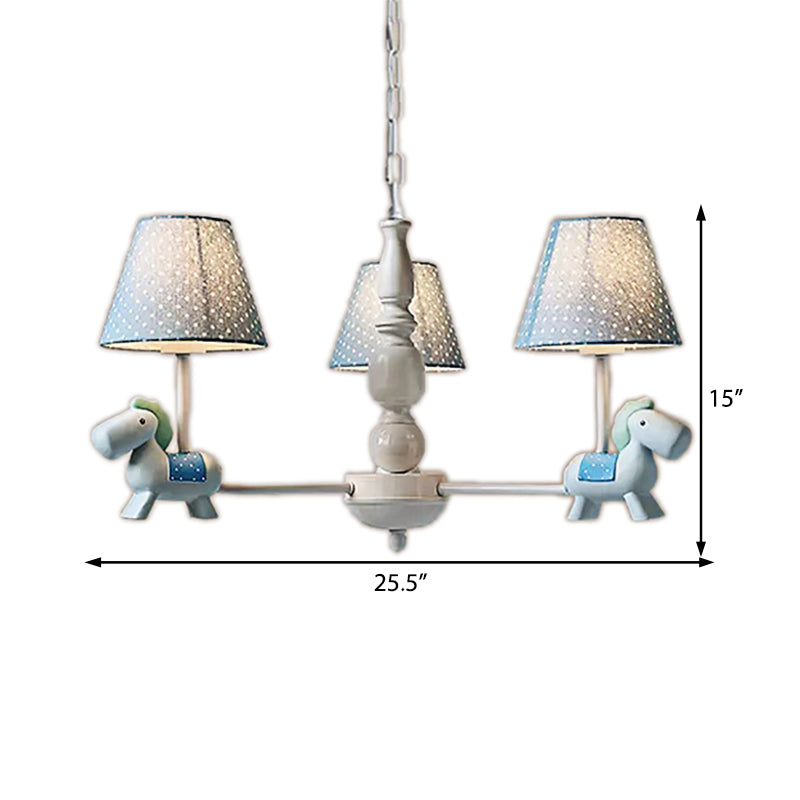 Darling Pony Chandelier: Metal Hanging Light with Dot Shade for Kindergarten Playrooms