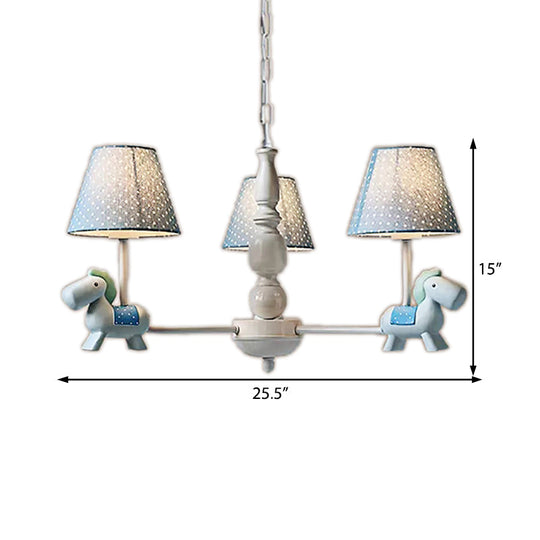 Darling Pony Chandelier: Metal Hanging Light with Dot Shade for Kindergarten Playrooms
