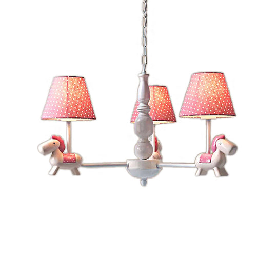 Darling Pony Chandelier: Metal Hanging Light with Dot Shade for Kindergarten Playrooms