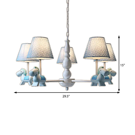 Darling Pony Chandelier: Metal Hanging Light with Dot Shade for Kindergarten Playrooms