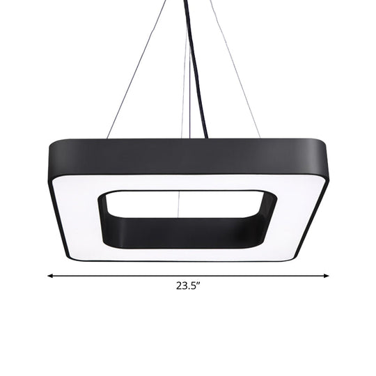 Nordic Black Metal Square LED Hanging Light Fixture for Dining Room Ceiling Suspension Lamp