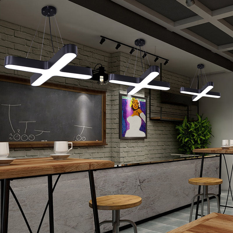 Minimalist X-Shaped LED Pendant Light for Restaurants - Acrylic Ceiling Hang Lamp