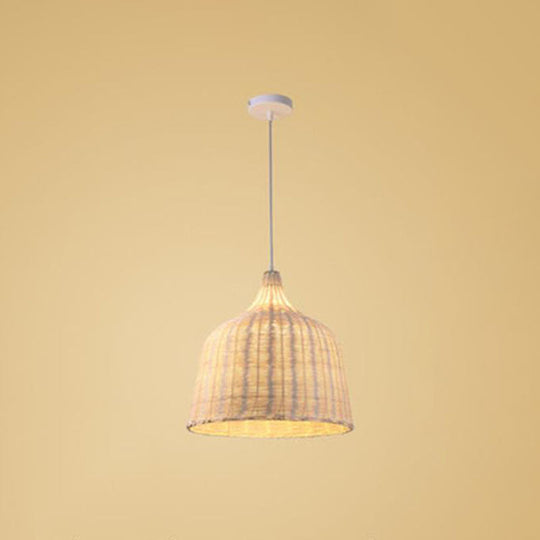 Bamboo Trumpet Tearoom Pendant Lamp - Asian Style Ceiling Hang Light with 1 Head