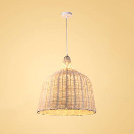 Bamboo Trumpet Tearoom Pendant Lamp - Asian Style Ceiling Hang Light with 1 Head