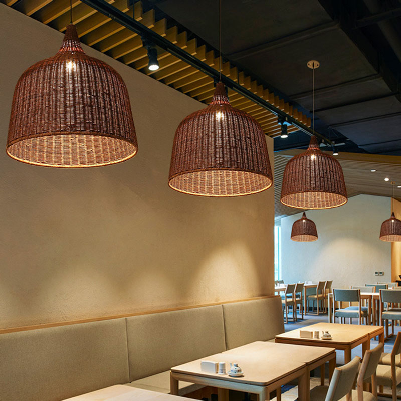 Bamboo Trumpet Tearoom Pendant Lamp - Asian Style Ceiling Hang Light with 1 Head