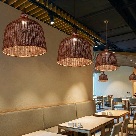 Bamboo Trumpet Tearoom Pendant Lamp - Asian Style Ceiling Hang Light with 1 Head