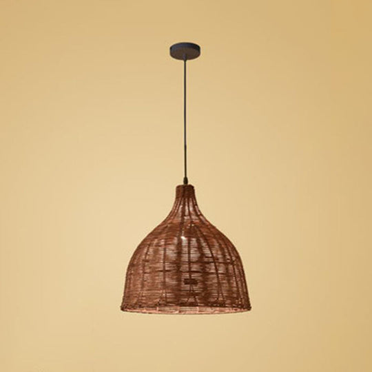 Bamboo Trumpet Tearoom Pendant Lamp - Asian Style Ceiling Hang Light with 1 Head