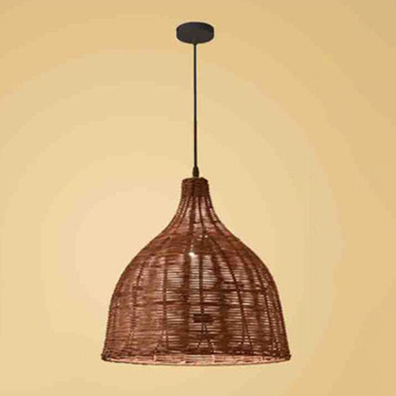 Bamboo Trumpet Tearoom Pendant Lamp - Asian Style Ceiling Hang Light with 1 Head