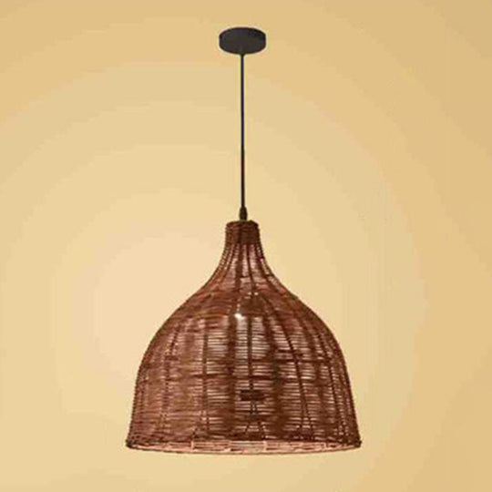 Bamboo Trumpet Tearoom Pendant Lamp - Asian Style Ceiling Hang Light with 1 Head