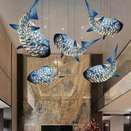 Blue Carp Art Deco Pendant Light Kit with Metal Shade - Hanging Ceiling Light