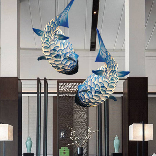 Blue Carp Art Deco Pendant Light Kit with Metal Shade - Hanging Ceiling Light