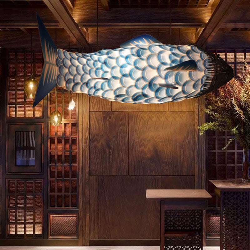 Blue Carp Art Deco Pendant Light Kit with Metal Shade - Hanging Ceiling Light