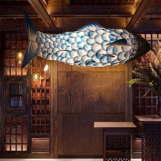 Blue Carp Art Deco Pendant Light Kit with Metal Shade - Hanging Ceiling Light