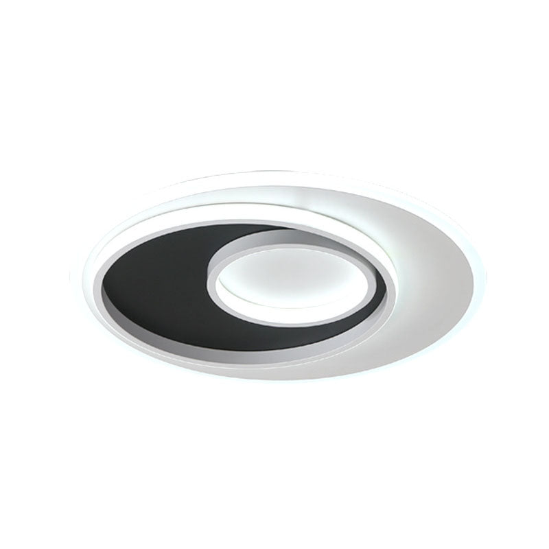 Sleek Metal Ring Flush Light: Black and White LED Ceiling Fixture
